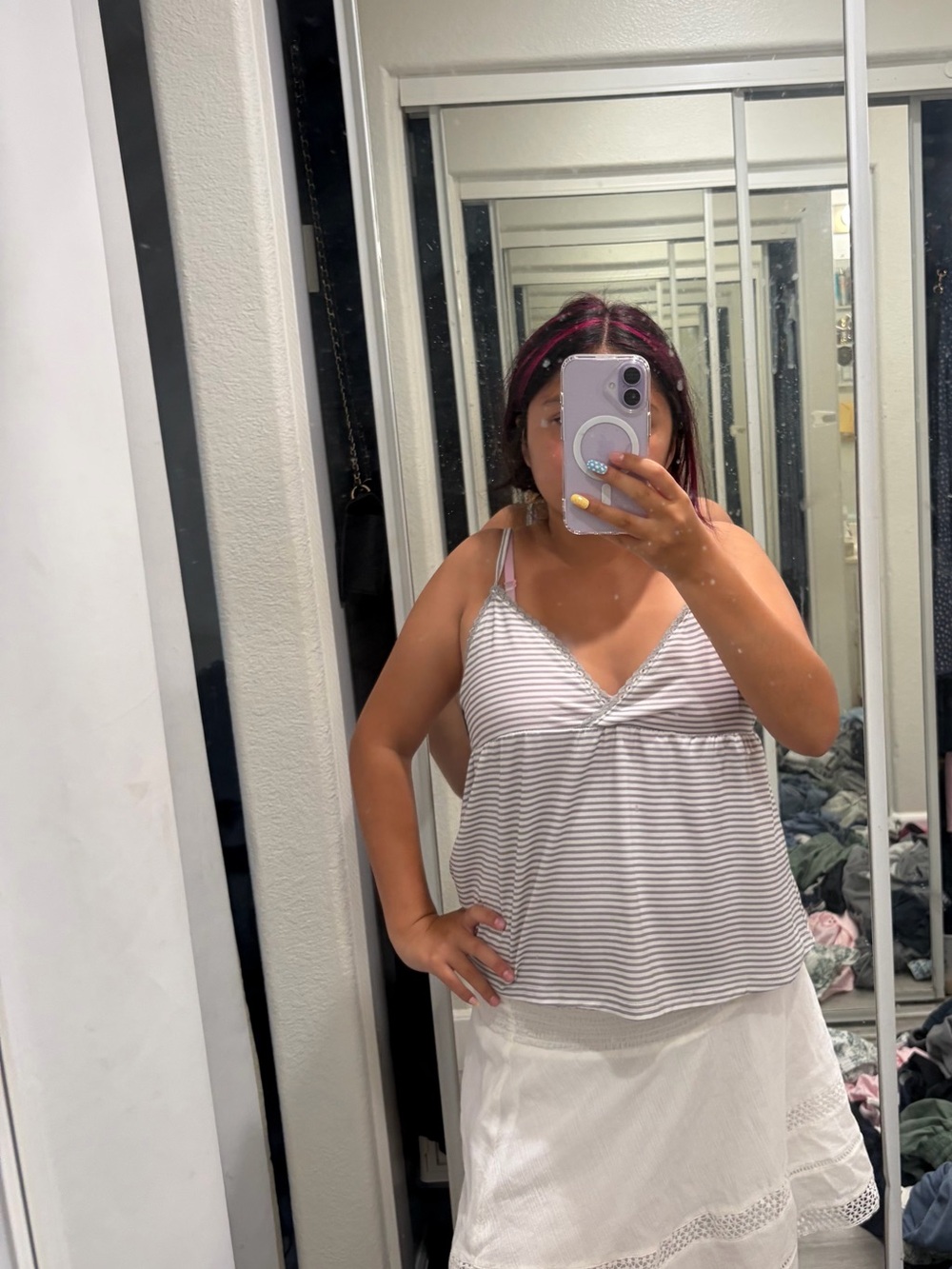 Striped Spaghetti Strap Women's Tank Top in Light Gray